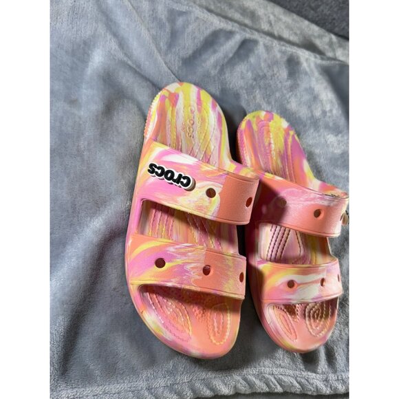 Crocs womens 6 sandels pink -yellow-orange open toe - Picture 2 of 16
